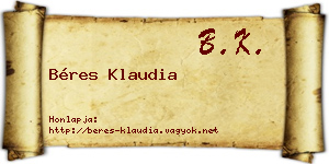 Béres Klaudia névjegykártya