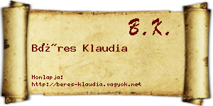 Béres Klaudia névjegykártya
